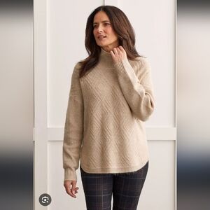 NWT.Elegant Beige Tribal. Mock Neck Sweater.Pit To Pit 24"